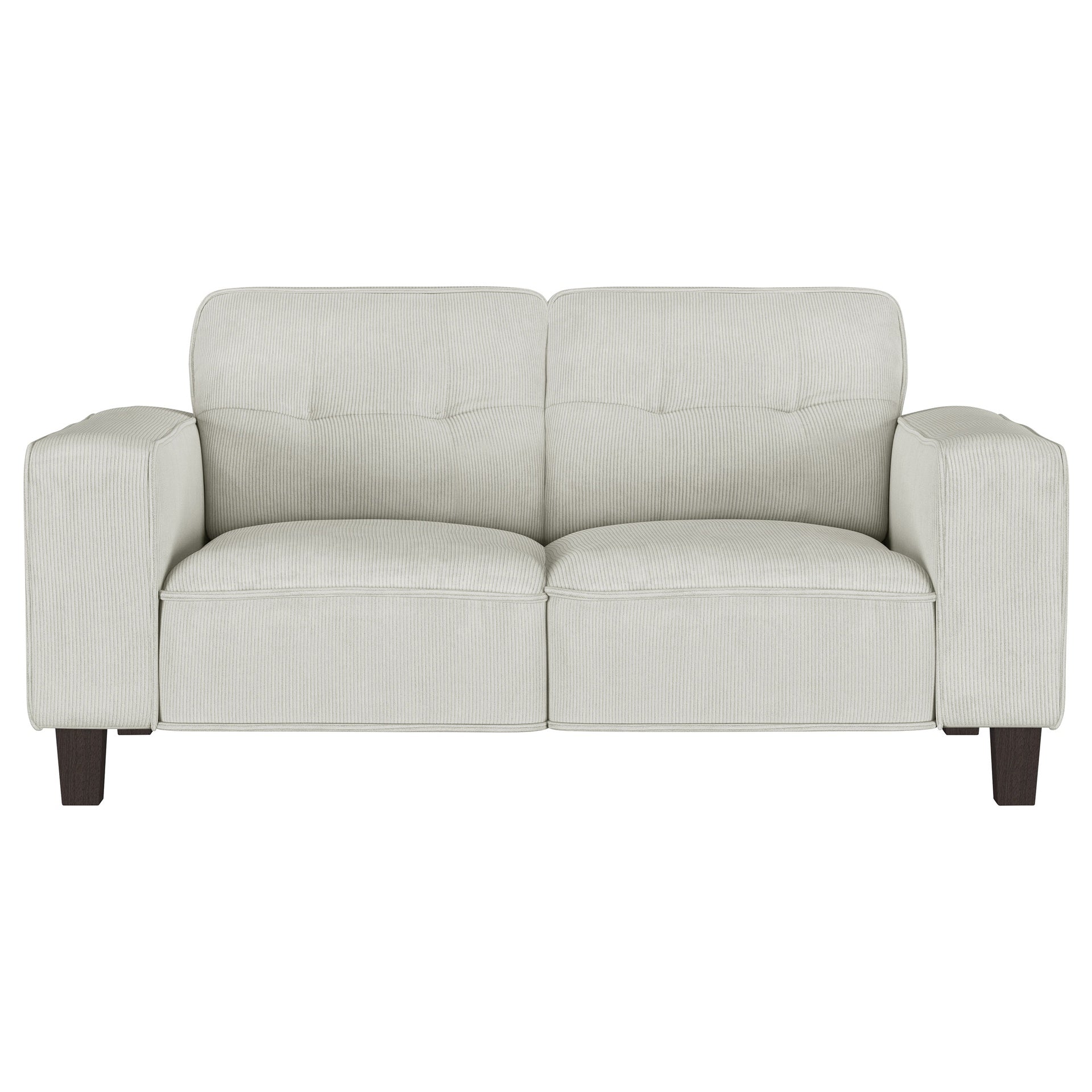 Xana Greige Upholstered Track Arm Tufted Loveseat