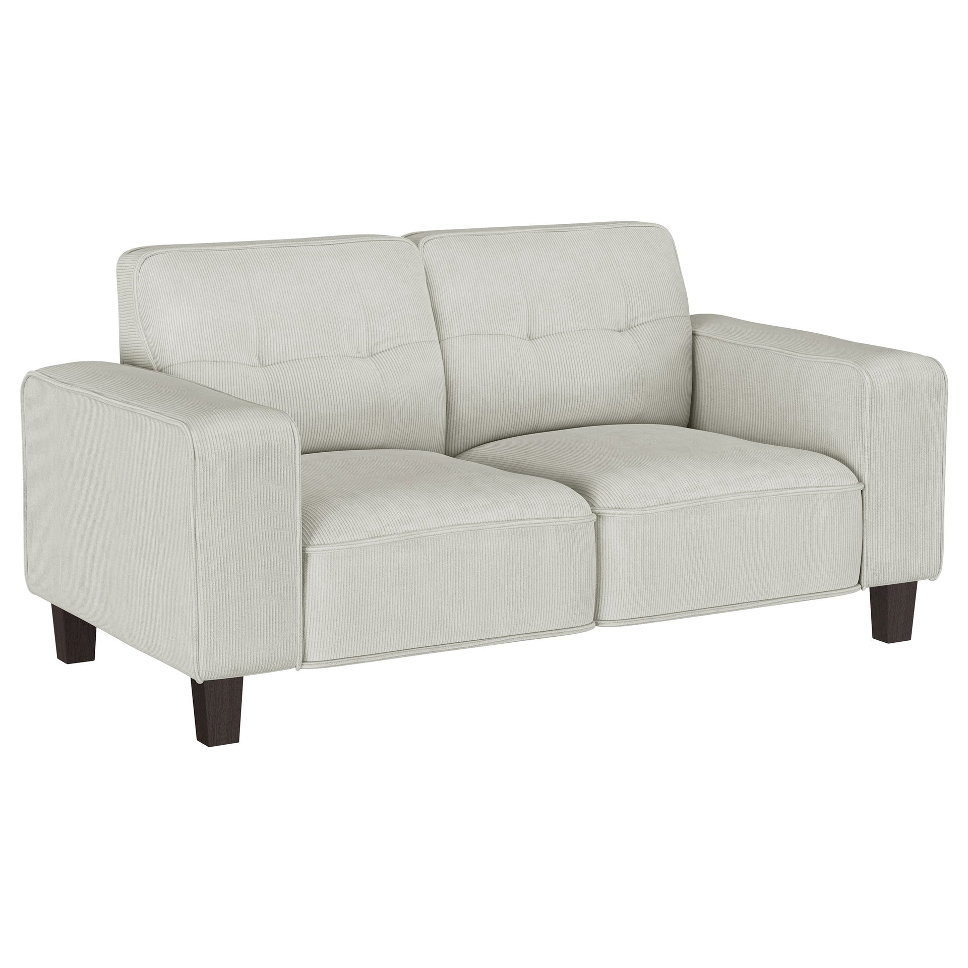 Xana Greige Upholstered Track Arm Tufted Loveseat