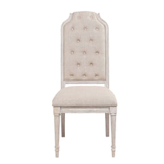 Beige and Antique Champagne Tufted Back Side Chairs (Set of 2)