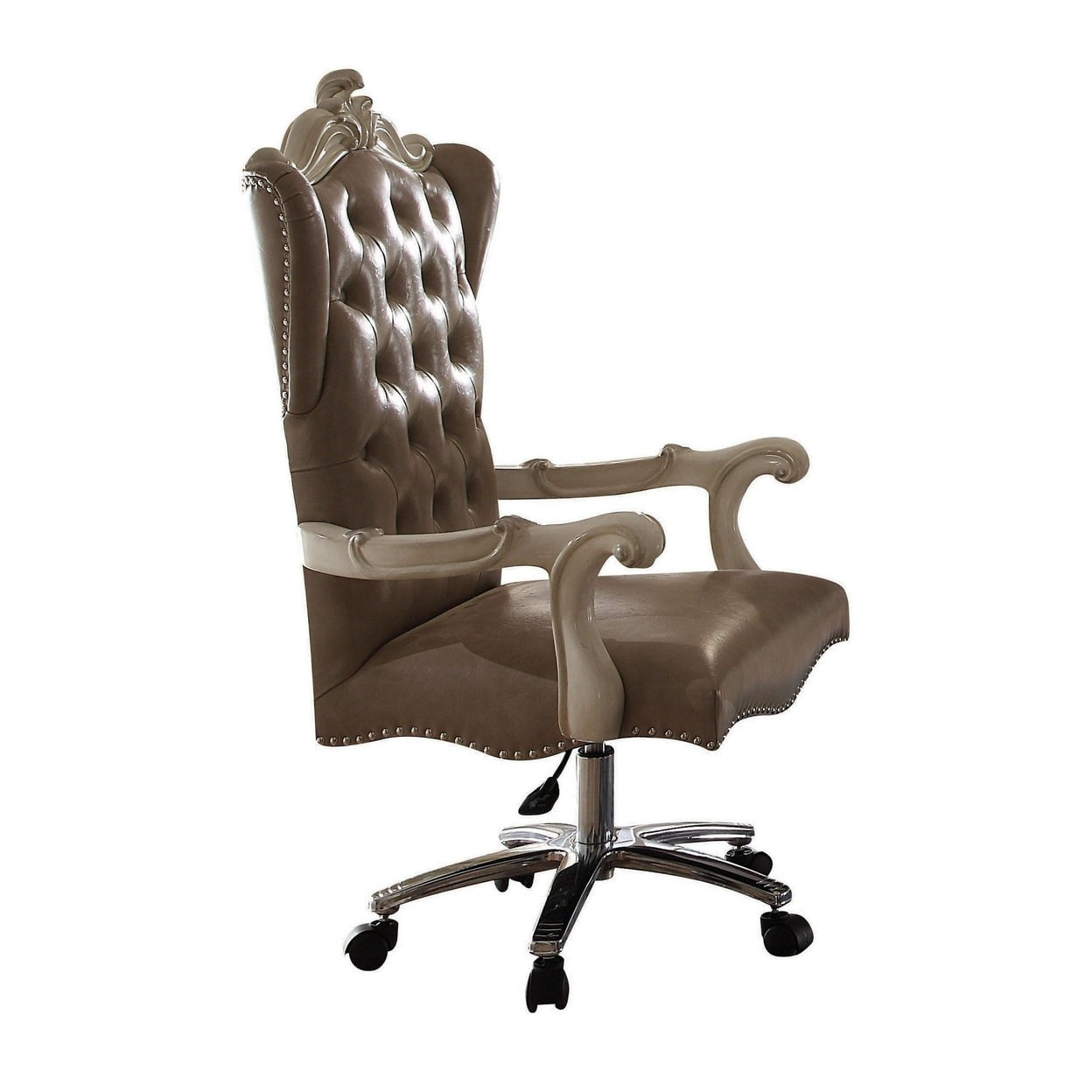 Vintage Grey and Bone White Swivel Chair with Lift