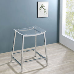 Staten Chrome Backless Counter Stool (Set of 2)