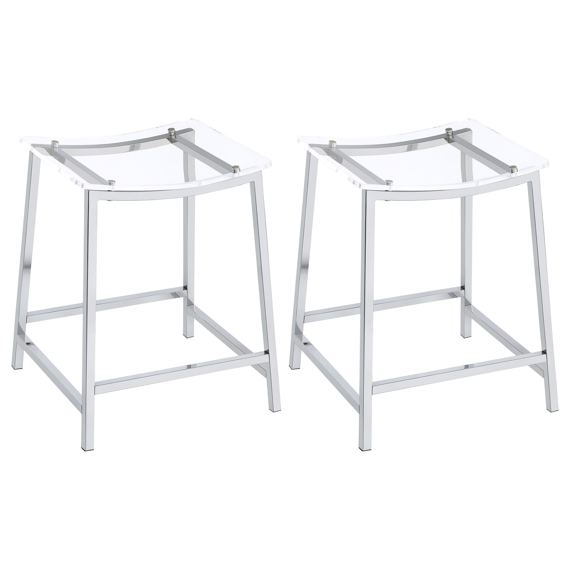 Staten Chrome Backless Counter Stool (Set of 2)