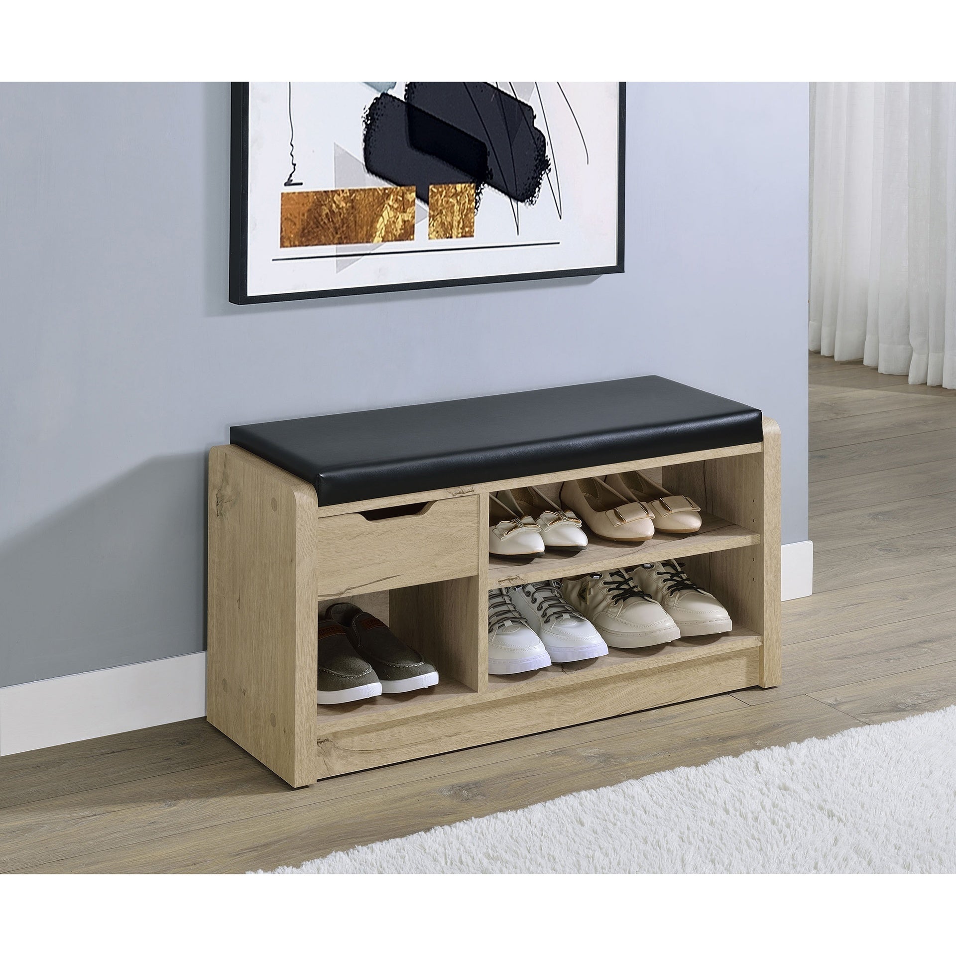 Astor White Oak Open Shelf Storage Bench
