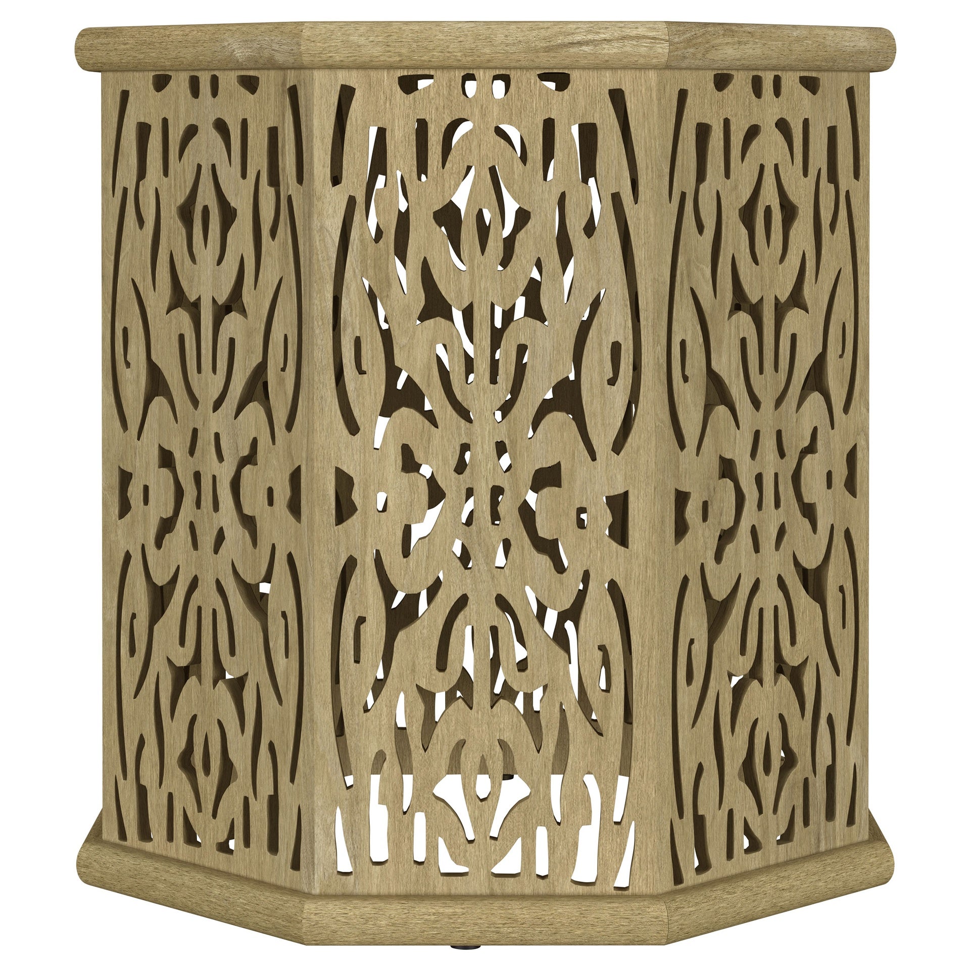 Watsonville Natural Brown Octagonal Solid Mango Wood Side Table