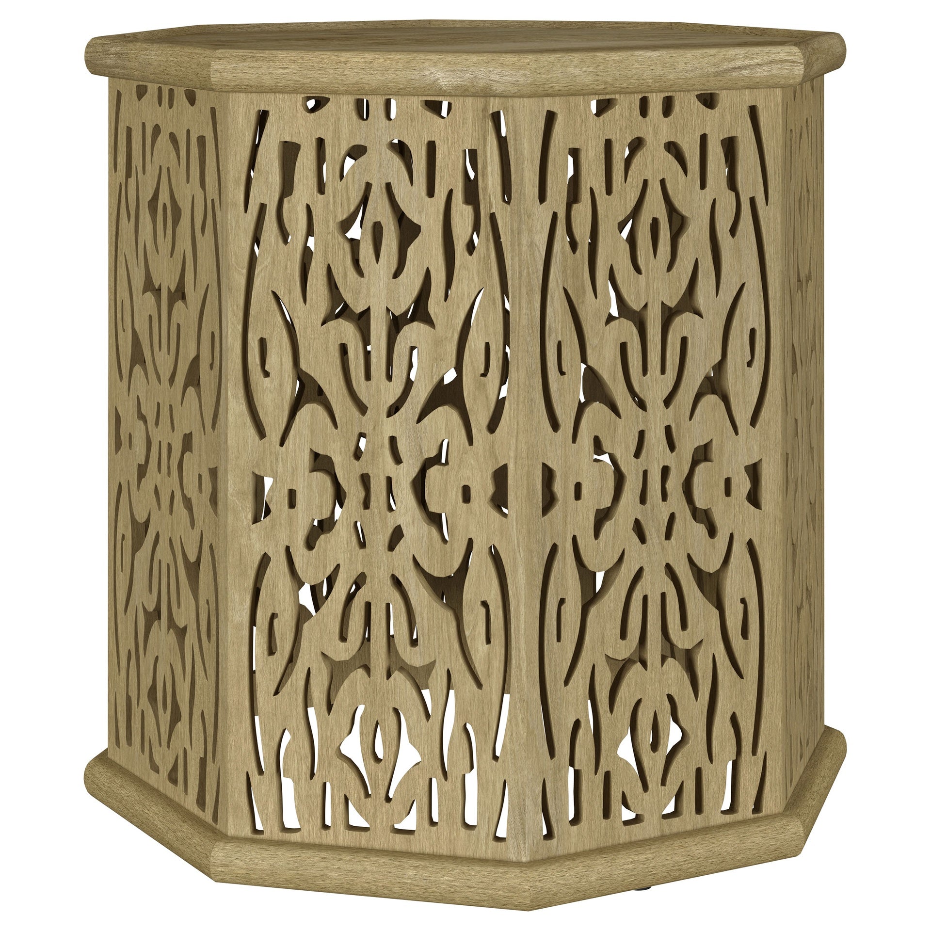 Watsonville Natural Brown Octagonal Solid Mango Wood Side Table