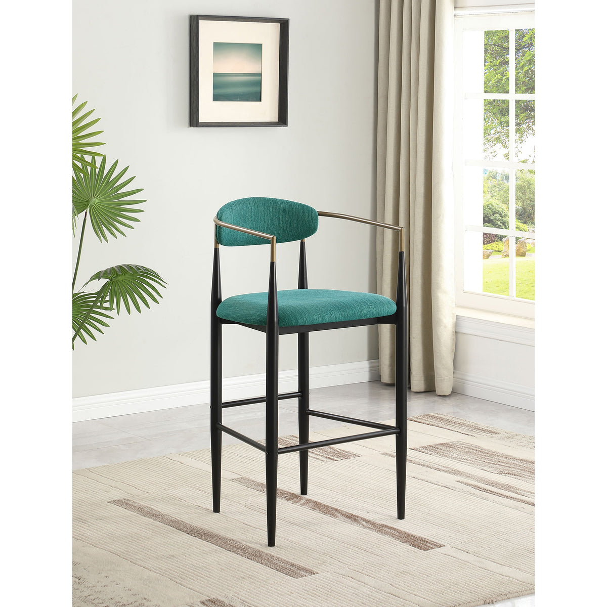 Renfroe Green Fabric Upholstered Bar Chair (Set of 2)