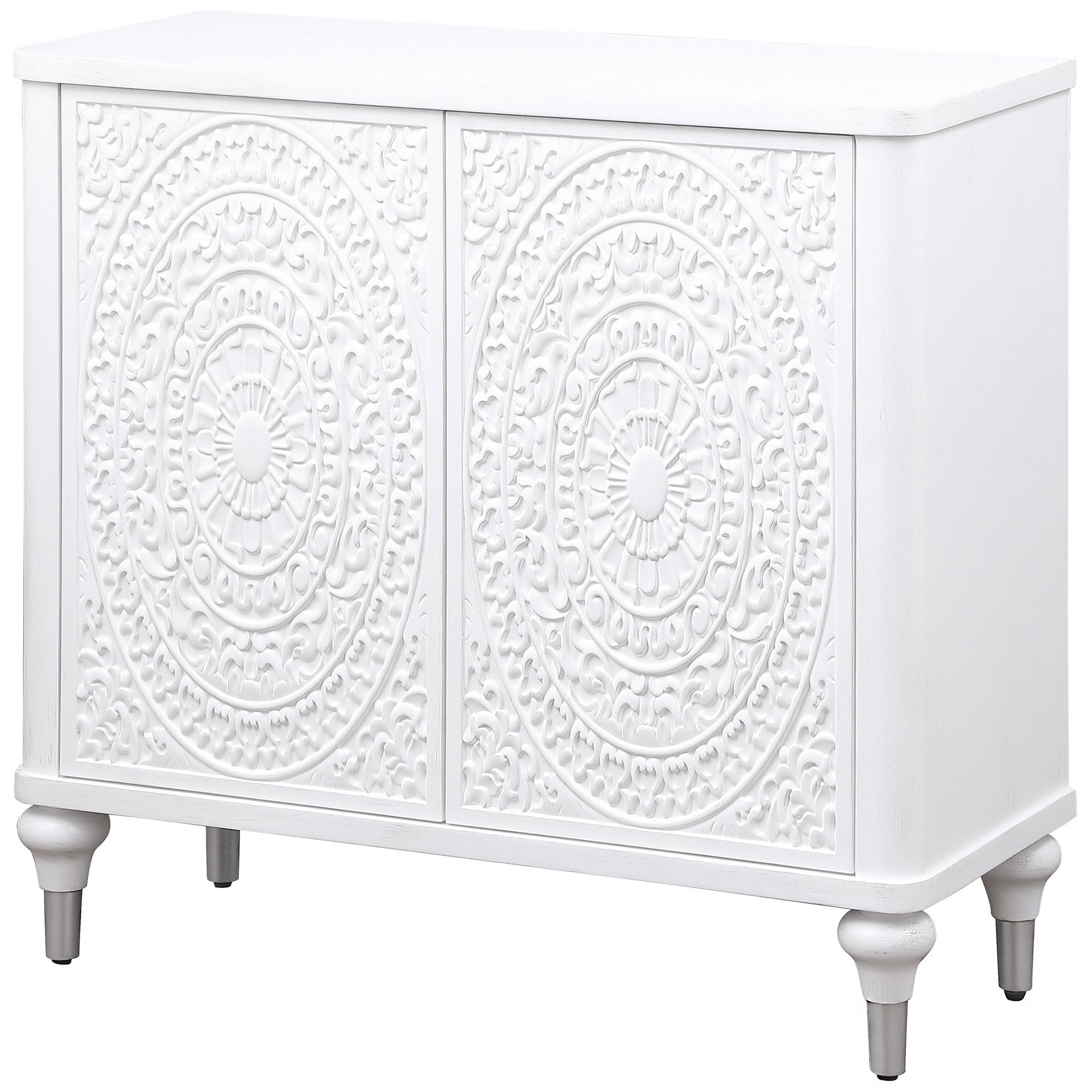 Angus White 2-door Mandala Accent Cabinet Distressed
