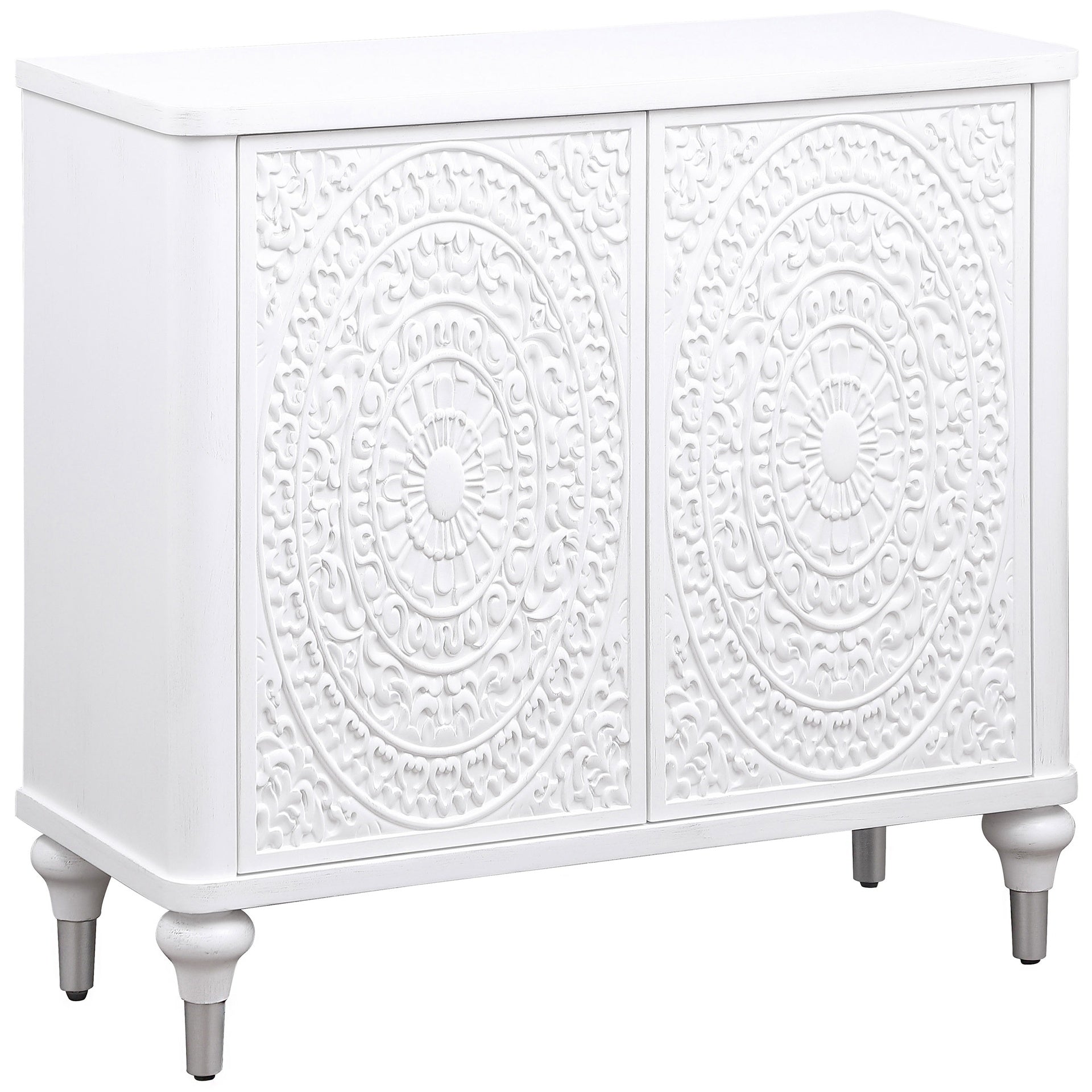 Angus White 2-door Mandala Accent Cabinet Distressed