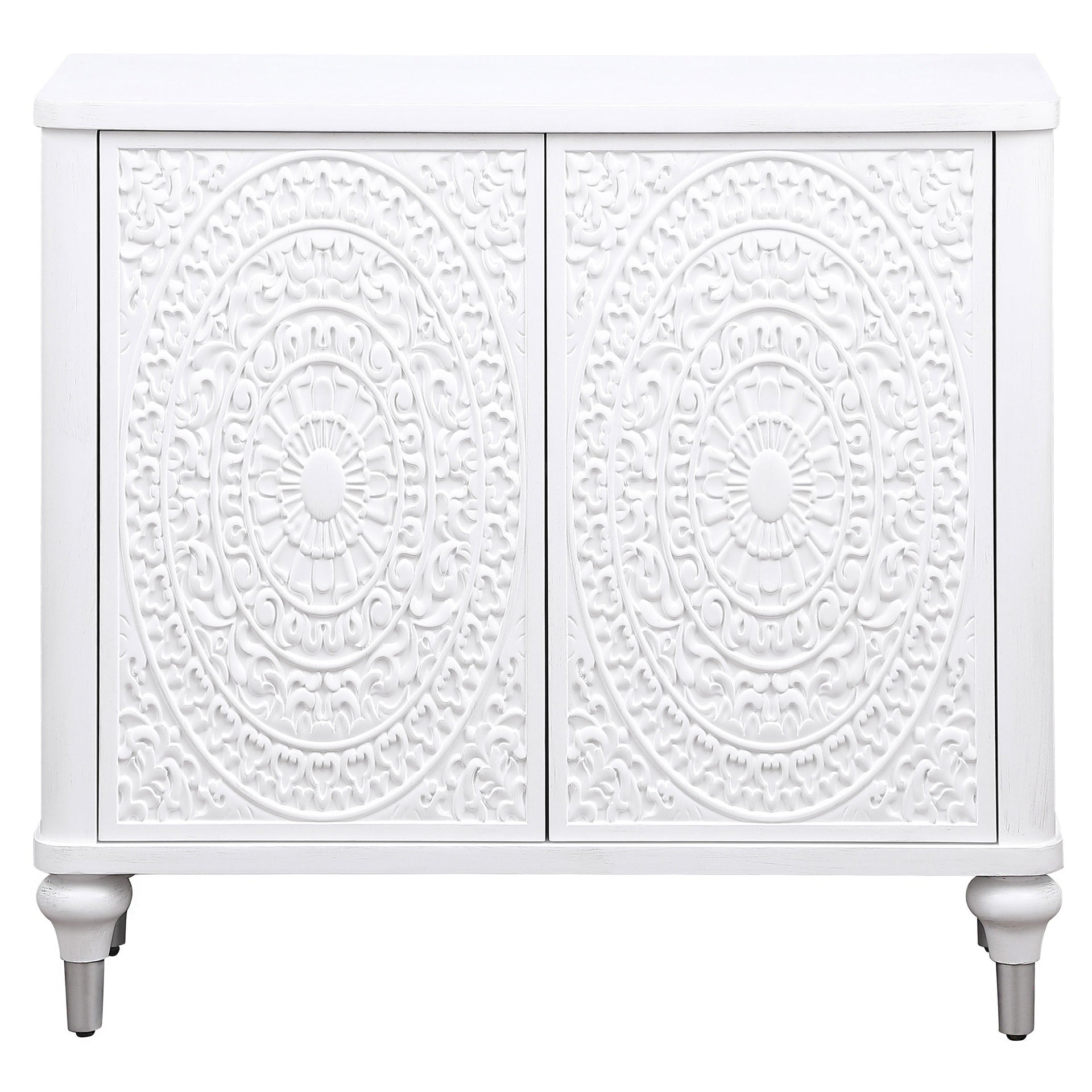 Angus White 2-door Mandala Accent Cabinet Distressed
