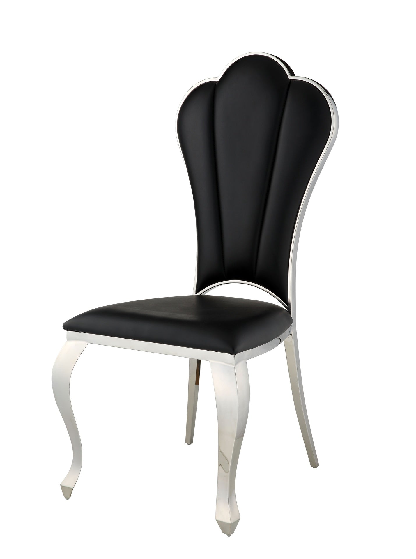Black Side Chair with Tufted Back (Set of 2)