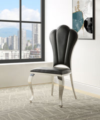 Black Side Chair with Tufted Back (Set of 2)