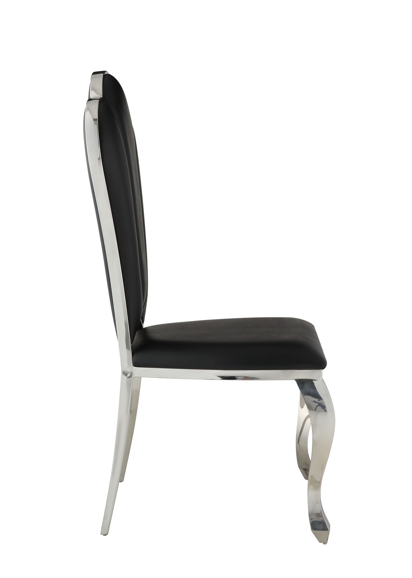 Black Side Chair with Tufted Back (Set of 2)
