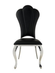 Black Side Chair with Tufted Back (Set of 2)
