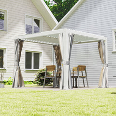 10x10 FT Outdoor Louvered Pergola with Adjustable Louvers-White