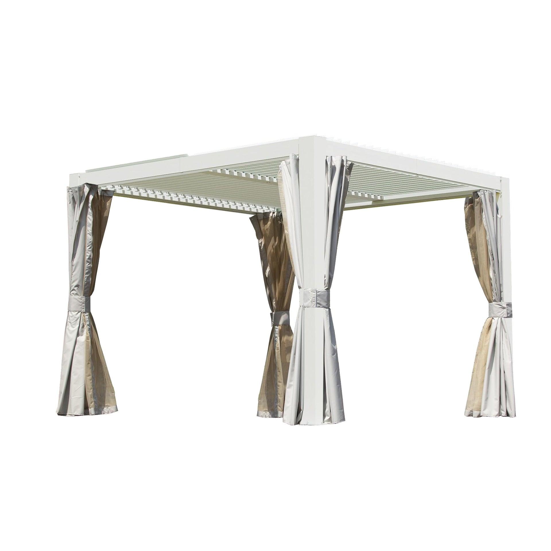 10x10 FT Outdoor Louvered Pergola with Adjustable Louvers-White