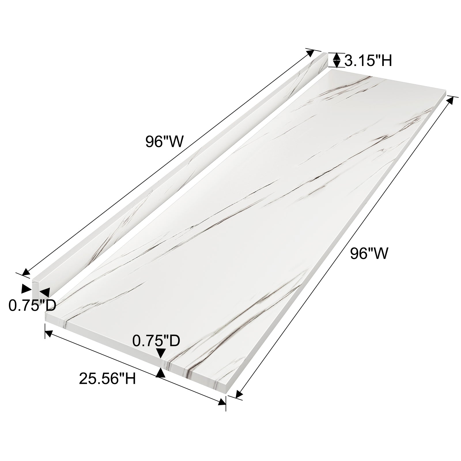 Laminate Countertop, Wood Plywood Sheets Table Top for DIY, Kitchen Countertop, Washer Dryer Counter Top, Office Desk Top, 96" L x 25.56" W x 0.75" D (Marble Texture)