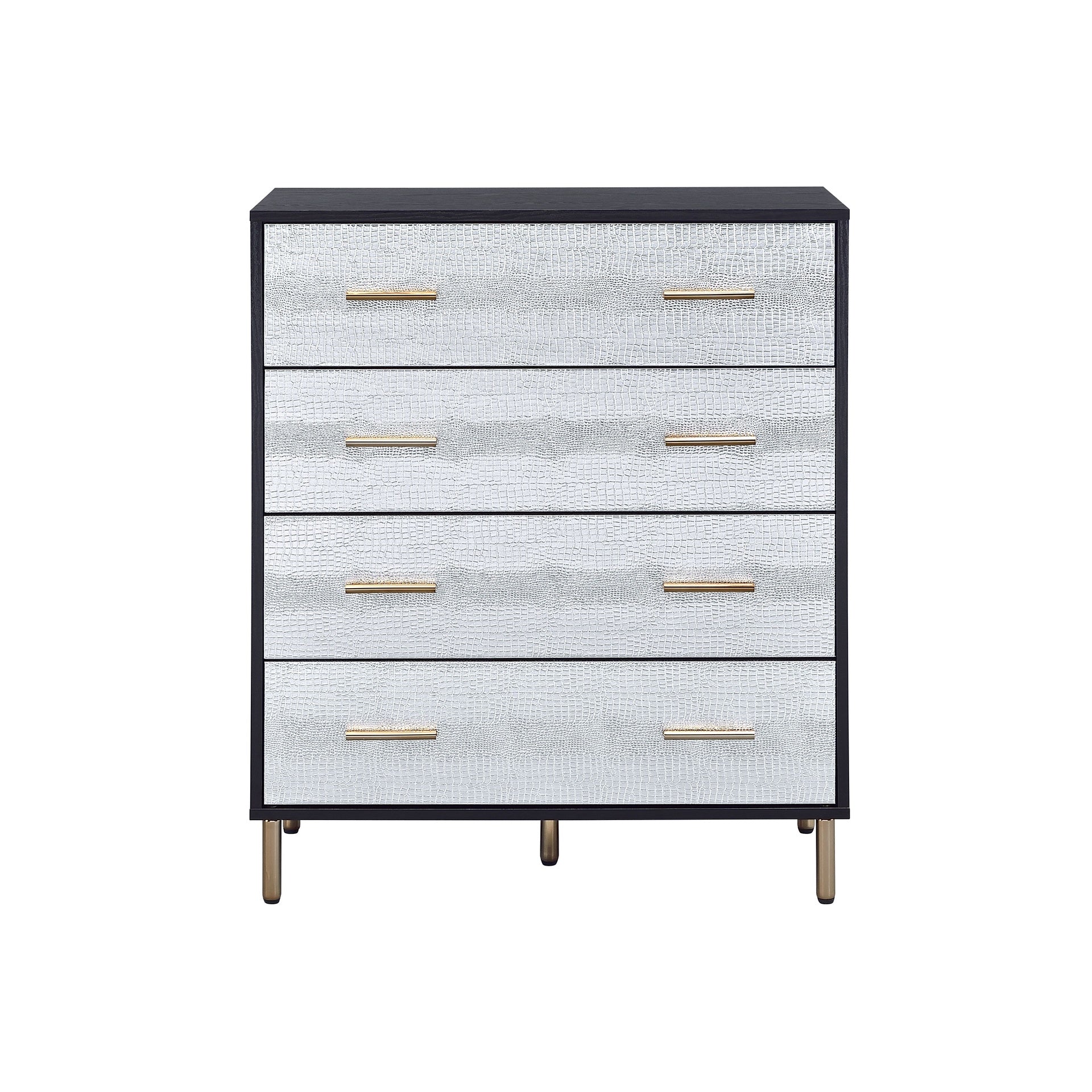 Black and Silver 4-Drawer Chest