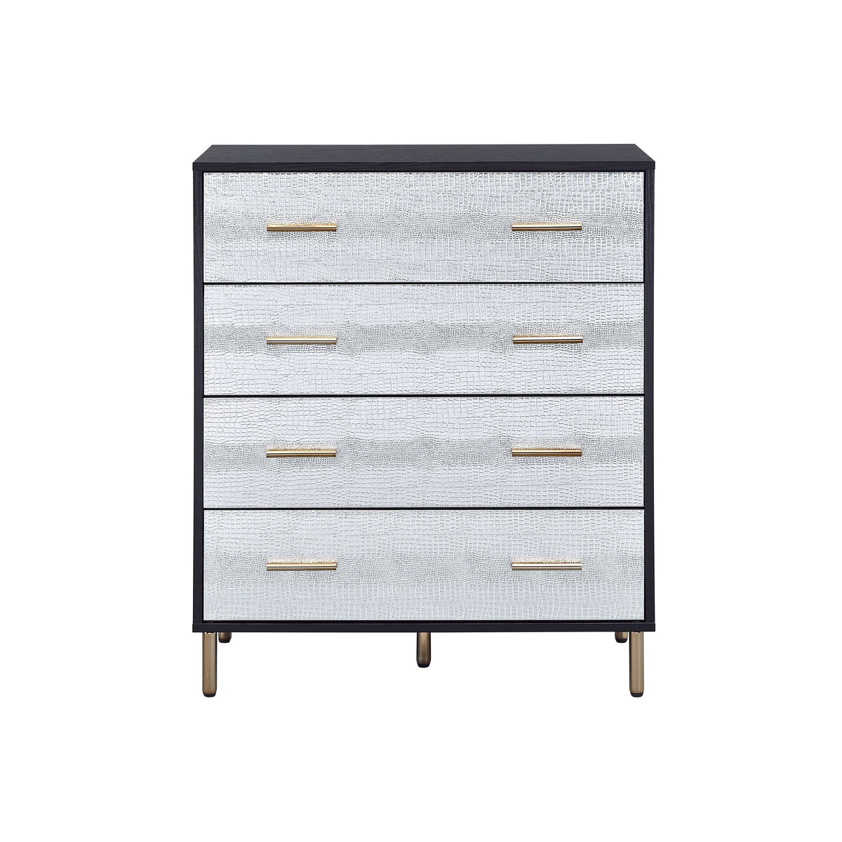Black and Silver 4-Drawer Chest