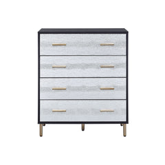 Black and Silver 4-Drawer Chest
