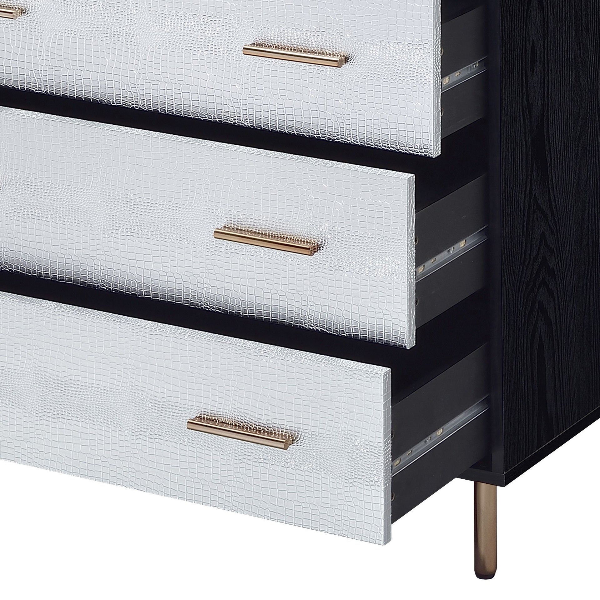 Black and Silver 4-Drawer Chest