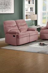 Luxurious Velvet Blush Pink Color 2-Seater Manual Recliner Loveseat Couch Manual Motion Plush Armrest Living Room Furniture 1pc Loveseat Couch
