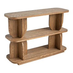 47x15x32.5" Three-Tiered Wooden Shelf with Brown Ash Veneer Finish