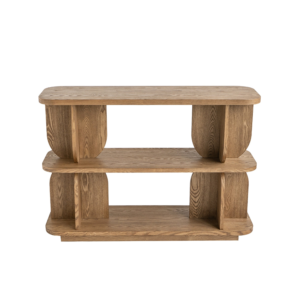 47x15x32.5" Three-Tiered Wooden Shelf with Brown Ash Veneer Finish