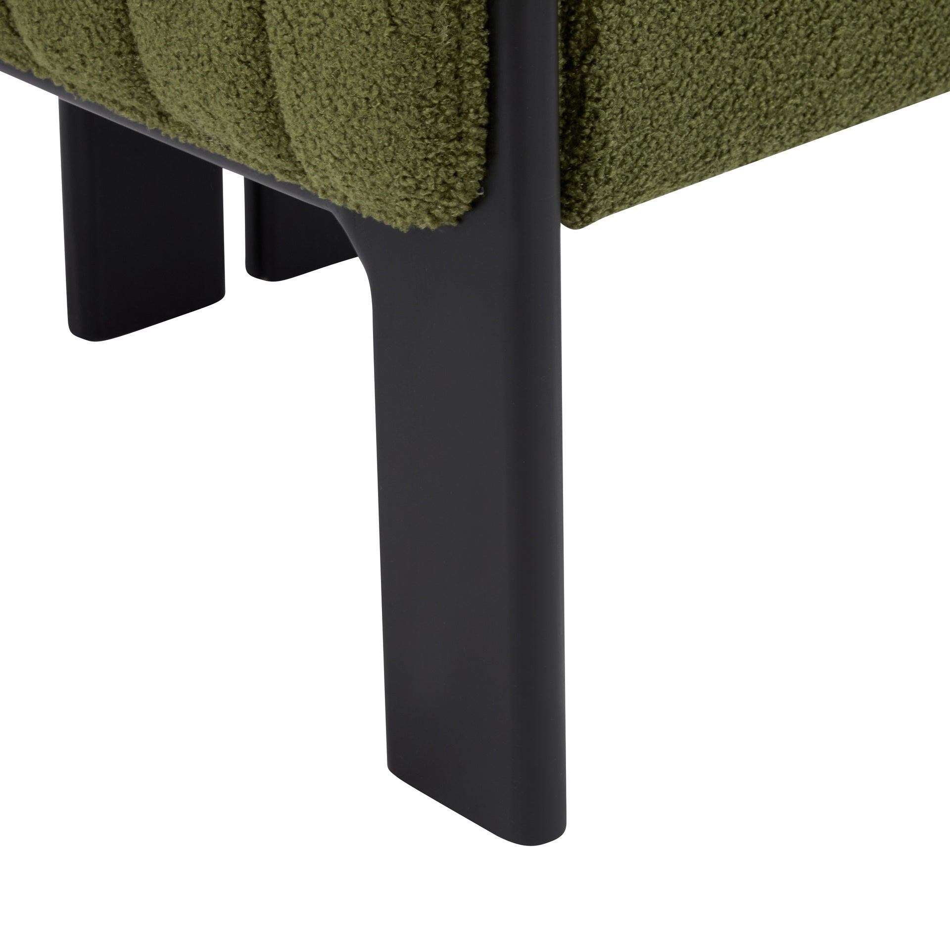 Dining Chairs Set of 4, Modern Stylish Seating with Black Rubber Wood Frame and Olive Green Boucle Fabric, 225lbs Capacity, for Dining Area, Living Space