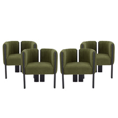 Dining Chairs Set of 4, Modern Stylish Seating with Black Rubber Wood Frame and Olive Green Boucle Fabric, 225lbs Capacity, for Dining Area, Living Space