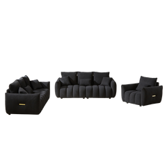 1 Seater + 3 Seater + 3 Seater,  Combo Sofa Modern Living Room Sofa, Teddy Sofa, Wooden Frame, 7 Cushions, Apartment Sofa Furniture