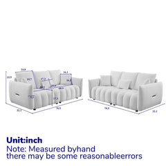 3 Seater + 3 Seater Combo Sofa Modern Living Room Sofa, Teddy Sofa, Wooden Frame, 6 Cushions, Apartment Sofa Furniture