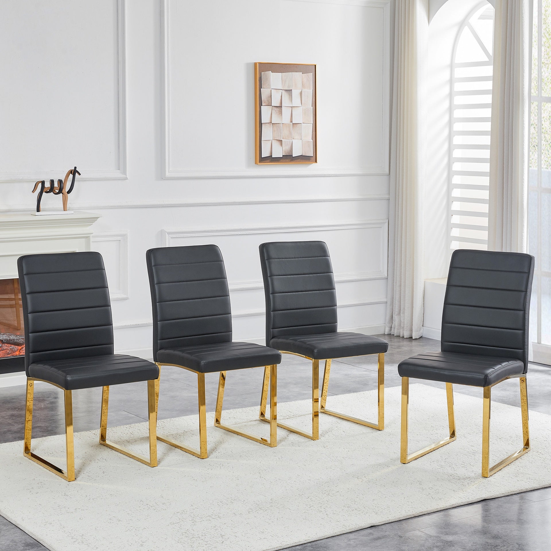 4-Pack - Heavy-duty chairs set: 2.1" thick cushion, iron frame, perfect for home or office. Classic colors, great value