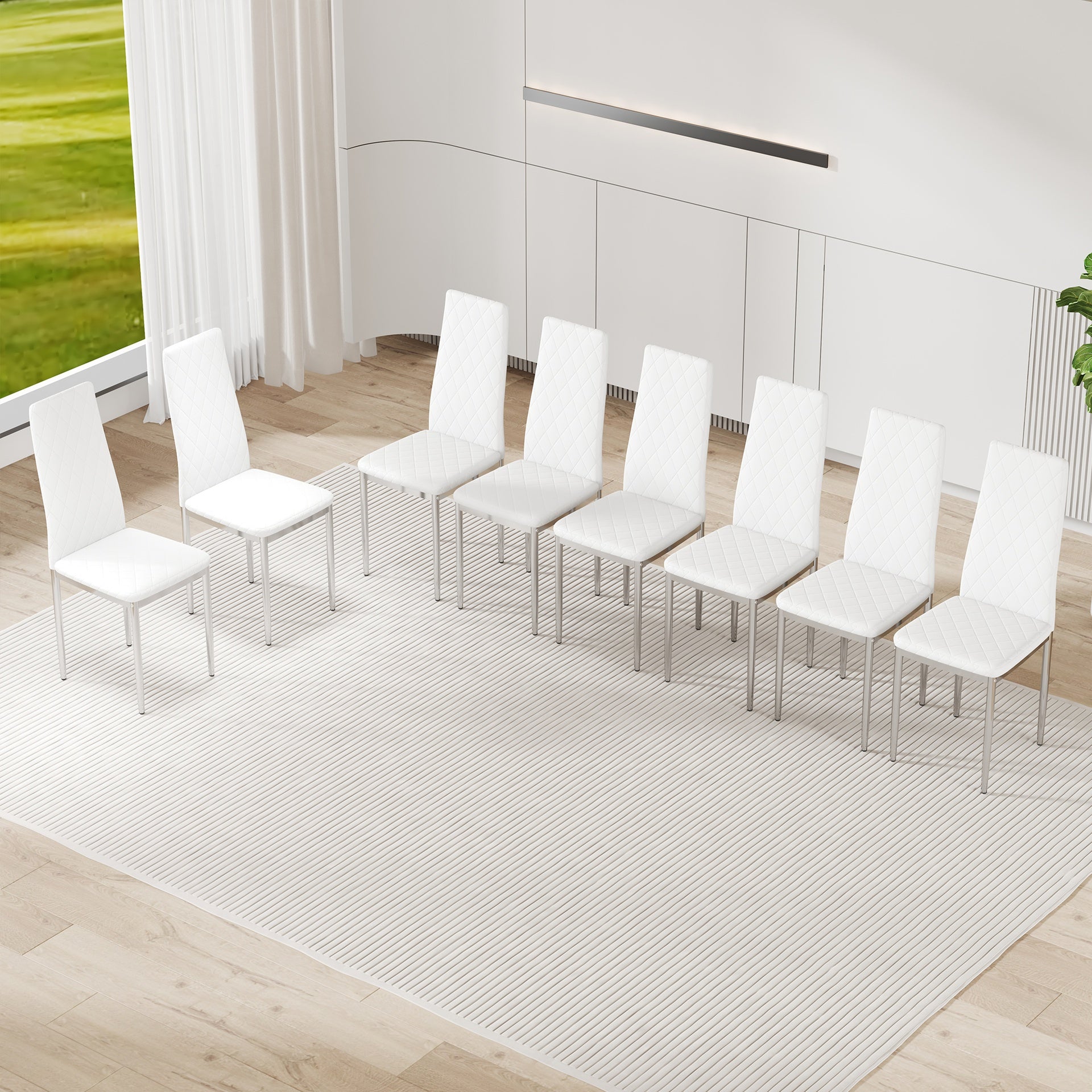 Office visitor chairs and reception chairs, leather waiting room chairs, mid-back conference chairs, restaurant dining chairs (suitable for meeting rooms/loud rooms/cafes)White(8 sets)