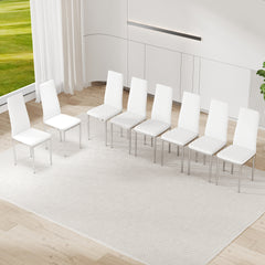 Office visitor chairs and reception chairs, leather waiting room chairs, mid-back conference chairs, restaurant dining chairs (suitable for meeting rooms/loud rooms/cafes)White(8 sets)
