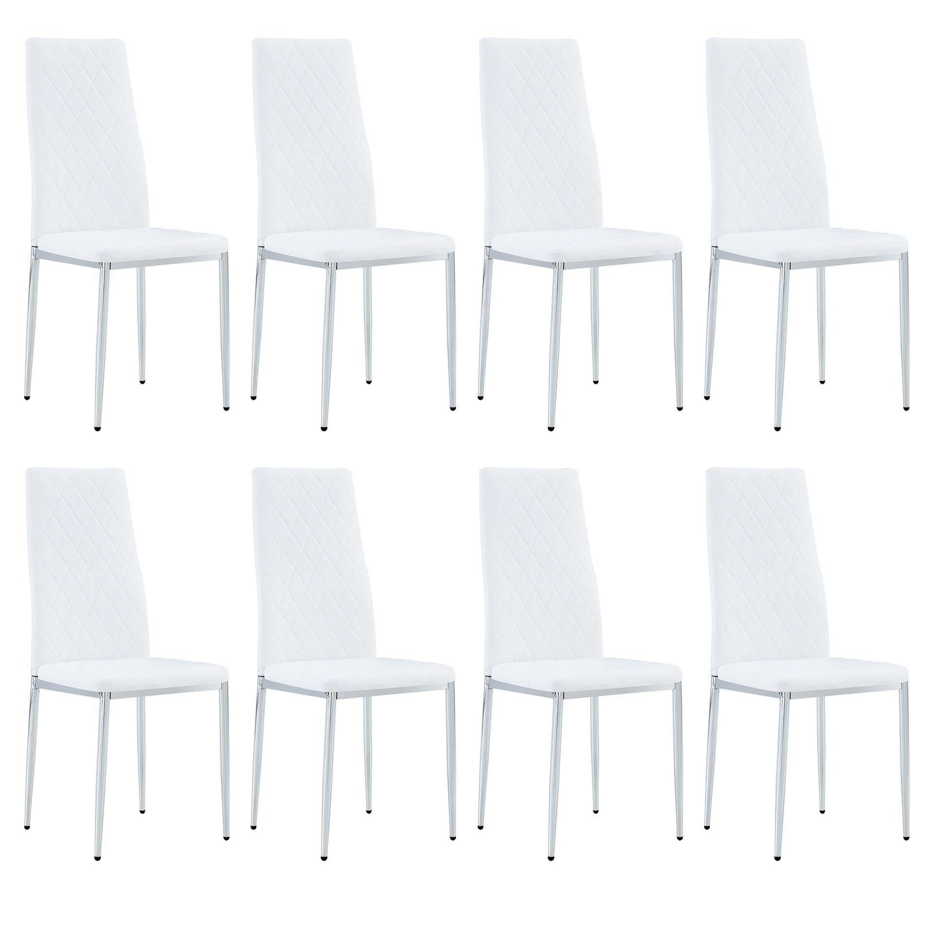 Office visitor chairs and reception chairs, leather waiting room chairs, mid-back conference chairs, restaurant dining chairs (suitable for meeting rooms/loud rooms/cafes)White(8 sets)