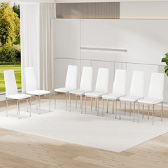 Office visitor chairs and reception chairs, leather waiting room chairs, mid-back conference chairs, restaurant dining chairs (suitable for meeting rooms/loud rooms/cafes)White(8 sets)