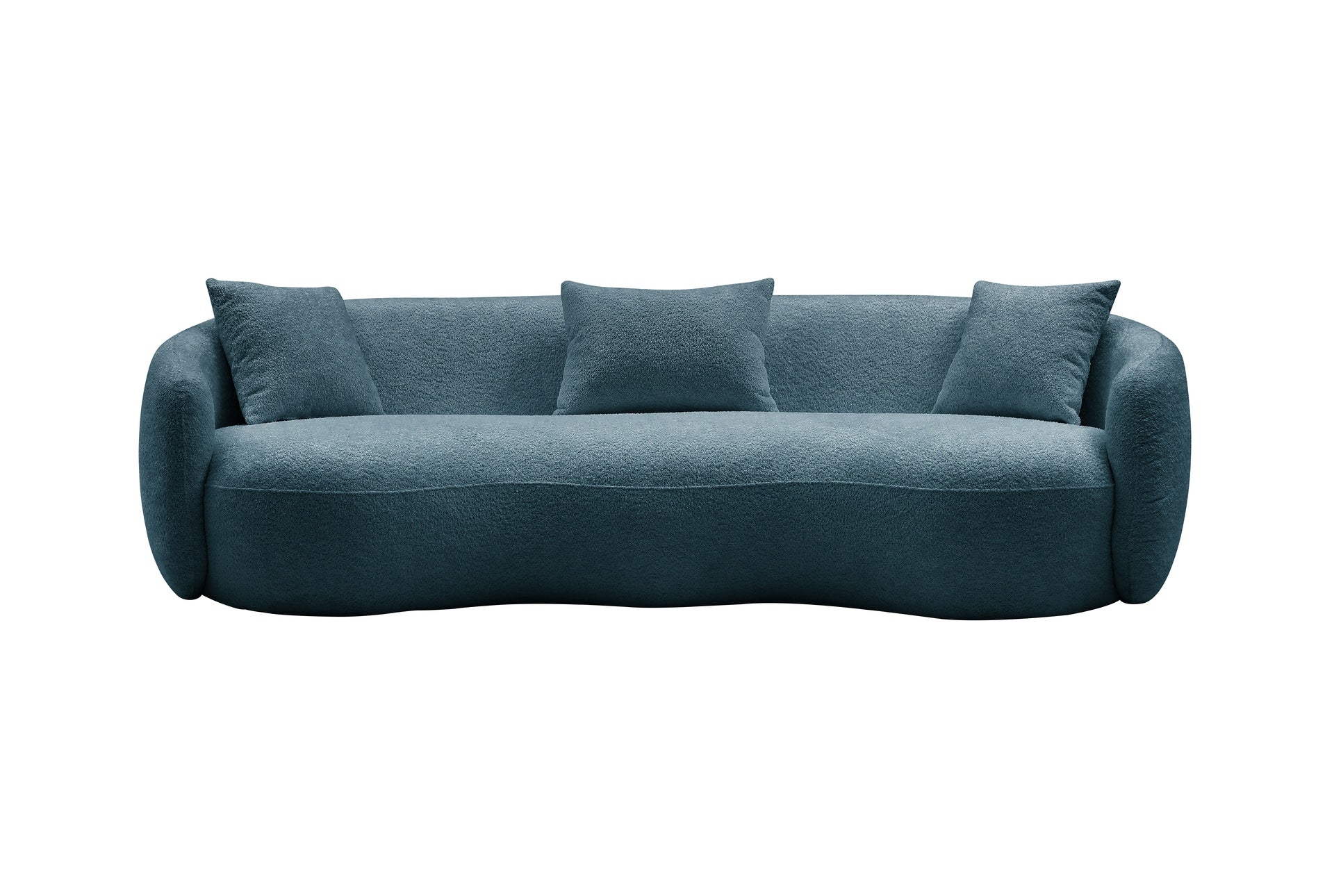 Modern Curved Sofa,  Boucle Fabric Couch for Bedroom, Office, Apartment Blue