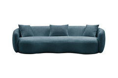 Modern Curved Sofa,  Boucle Fabric Couch for Bedroom, Office, Apartment Blue