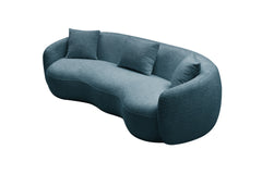 Modern Curved Sofa,  Boucle Fabric Couch for Bedroom, Office, Apartment Blue