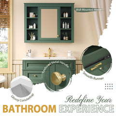 36'' Bathroom Vanity with Medicine Cabinet, Modern Bathroom Storage Cabinet with 2 Soft Closing Doors and 4 Drawers, Single Sink Bathroom Vanity