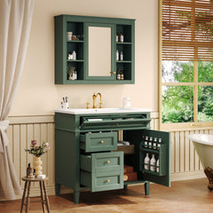 36'' Bathroom Vanity with Medicine Cabinet, Modern Bathroom Storage Cabinet with 2 Soft Closing Doors and 4 Drawers, Single Sink Bathroom Vanity