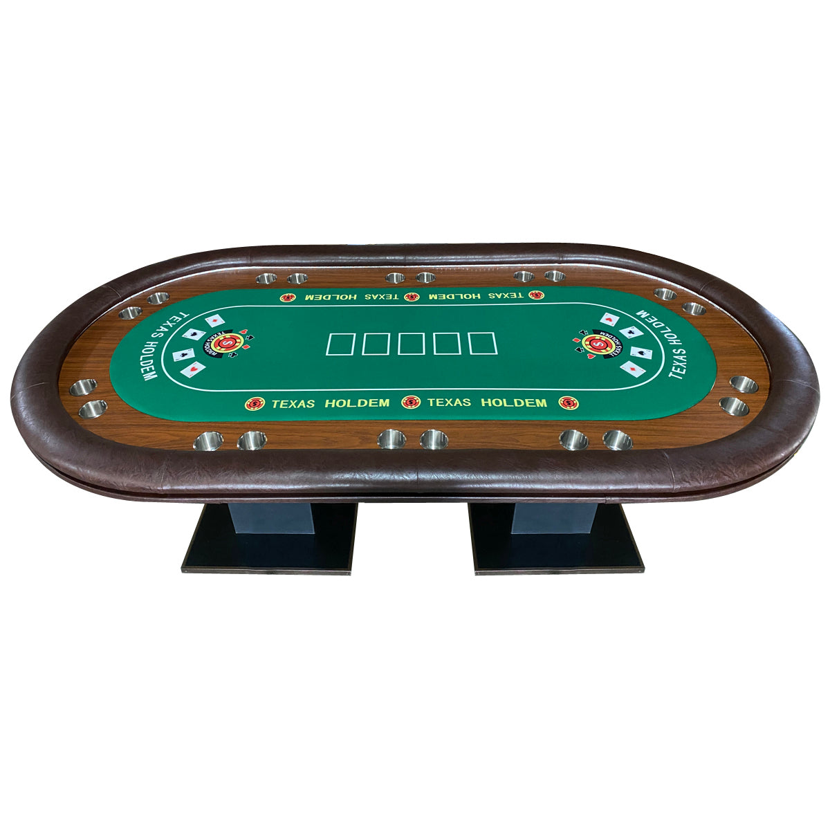 96" 10 Players Poker Table for Casino Texas Holdem Po Premium Greed Speed Cloth with Dimmable LED Silver Cup Holders