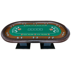96" 10 Players Poker Table for Casino Texas Holdem Po Premium Greed Speed Cloth with Dimmable LED Silver Cup Holders