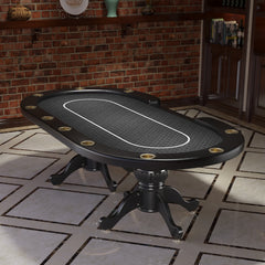 96" Oval Aura Poker Table for 10 Players Texas Holdem Poker Card with Bet Line Felt Surface Jumbo Cup Holders Black