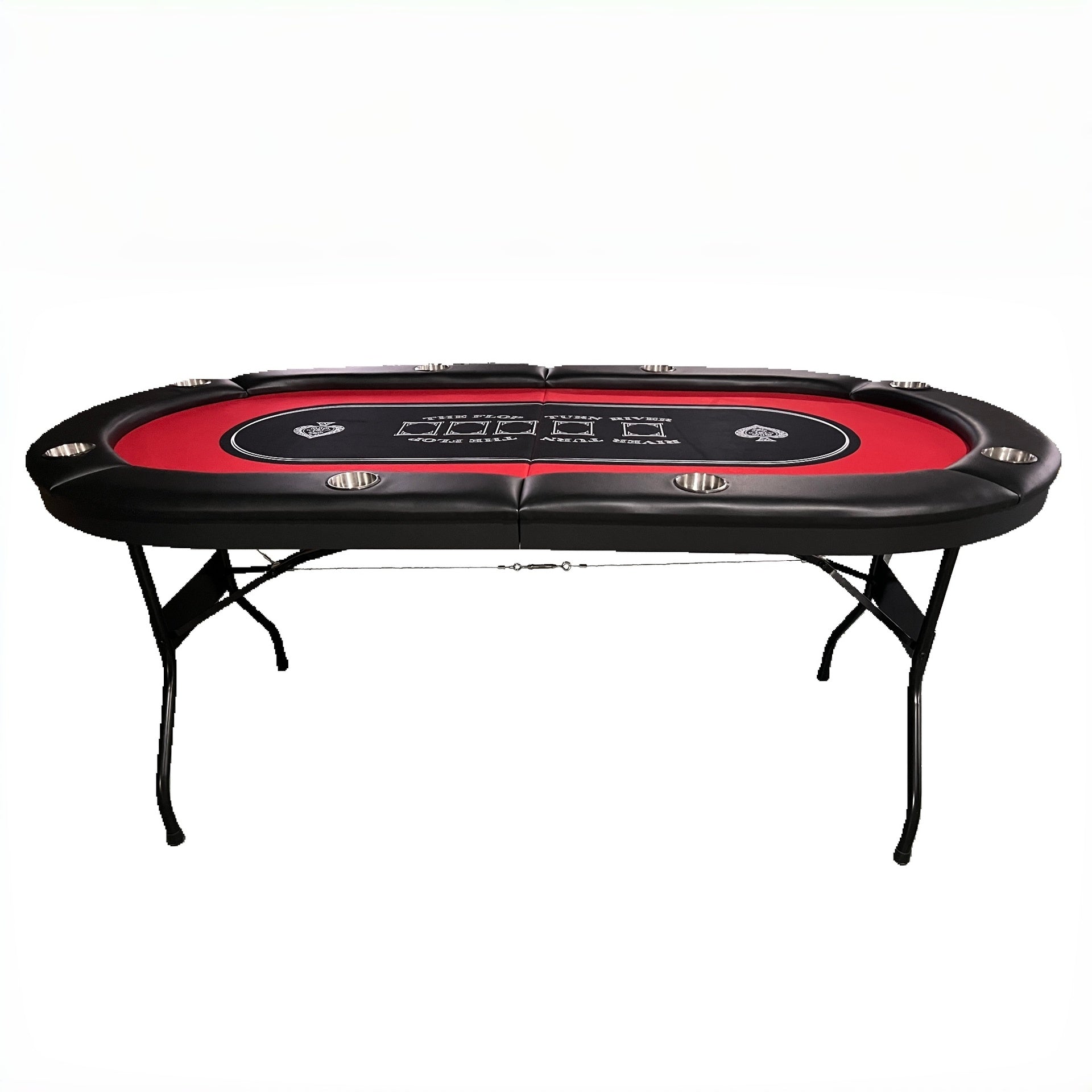 INO Design 71 inches Foldable Poker Table Portable for Casion Texas Hold'em Games with Red Felt