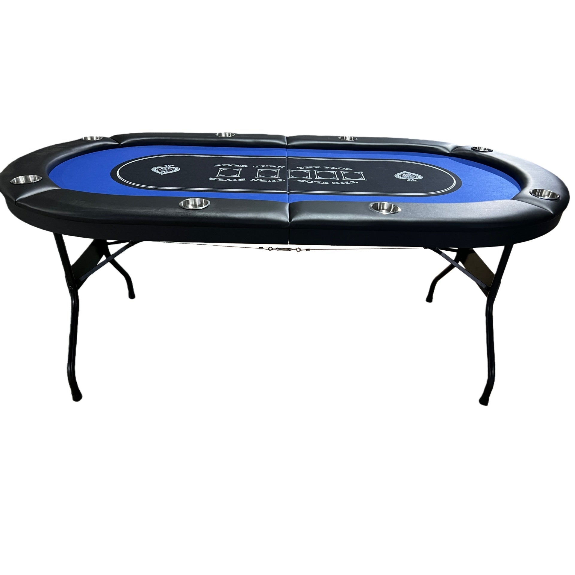 INO Design 71 inches Foldable Poker Table Portable for Casion Texas Hold'em Games with Blue Felt