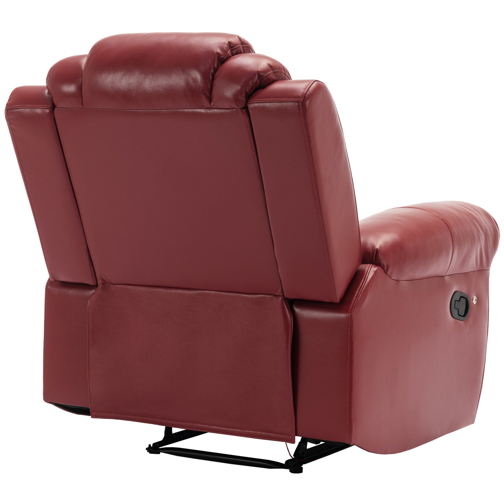 3 Pieces Recliner Sofa Sets Home Theater Seating Manual Recliner Chair with Center Console and LED Light Strip for Living Room, Wine Red