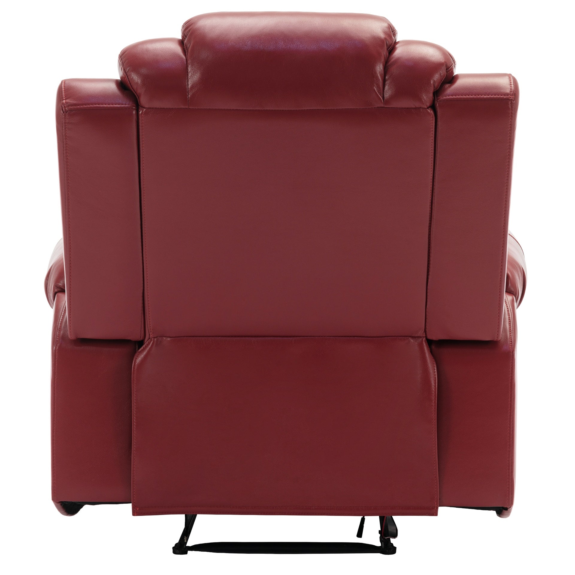 3 Pieces Recliner Sofa Sets Home Theater Seating Manual Recliner Chair with Center Console and LED Light Strip for Living Room, Wine Red