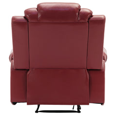 3 Pieces Recliner Sofa Sets Home Theater Seating Manual Recliner Chair with Center Console and LED Light Strip for Living Room, Wine Red