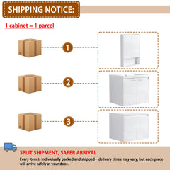 48" Bathroom Vanity With Resin Sink, 1-Wall Cabinet and 1-Side Cabinet, Soft Close Doors, Float Mounting Design, Glossy White, Plywood(KD-Packing)